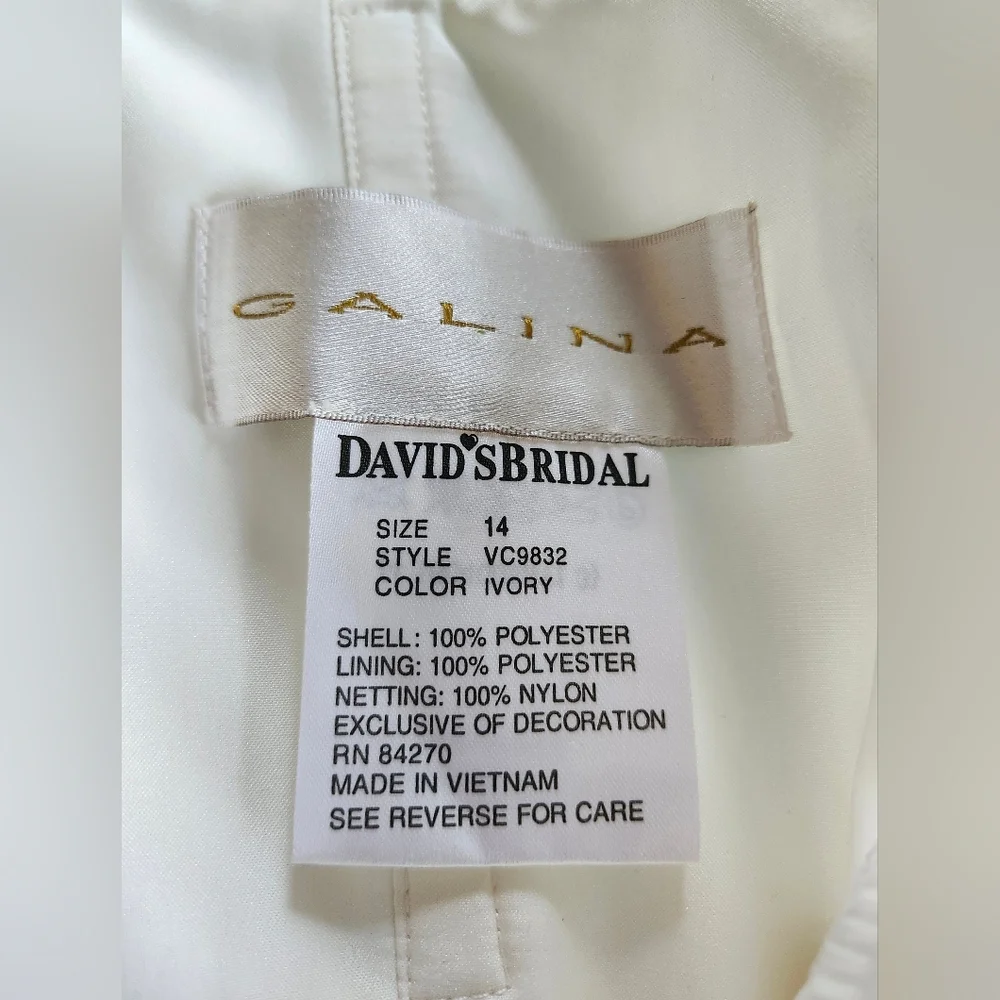 Davids Bridal Galina Tea Length Sleeveless Bridal Retro '50s '60s Gown Size 14‎